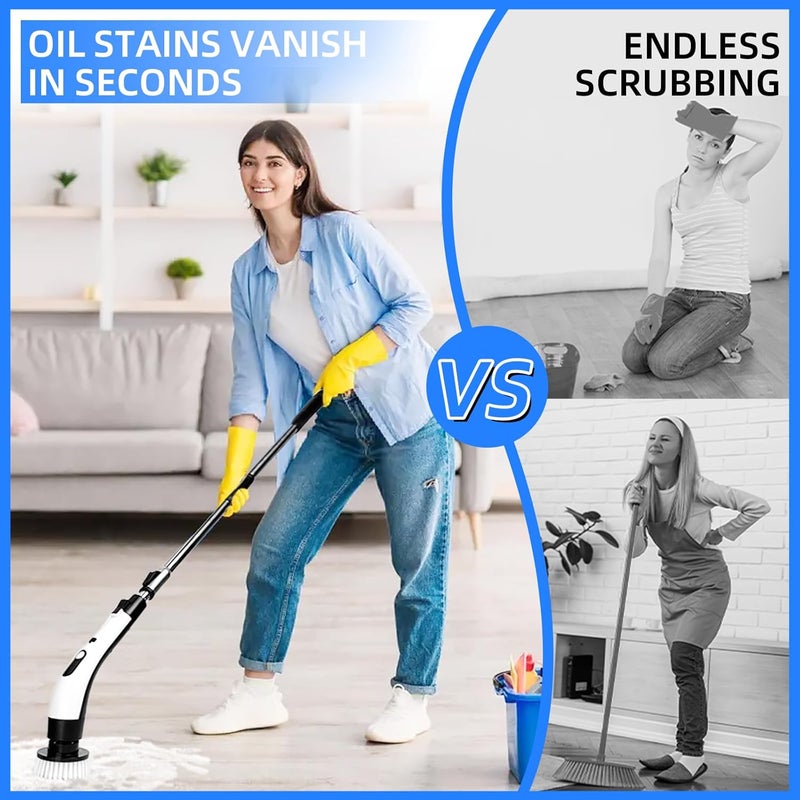 PENOMO Electric Spin Scrubber, Cordless Waterproof Cleaning Brush with 8 Replaceable Brush Heads - 120Mins Work Time Adjustable Long Handle 2 Speeds 360 Power Scrubber for Bathroom Shower Kitchen Car - Image 4